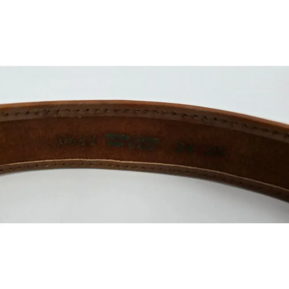 Vintage Tooled Leather Belt with‎ Woven Southwestern Pattern – Size 24
